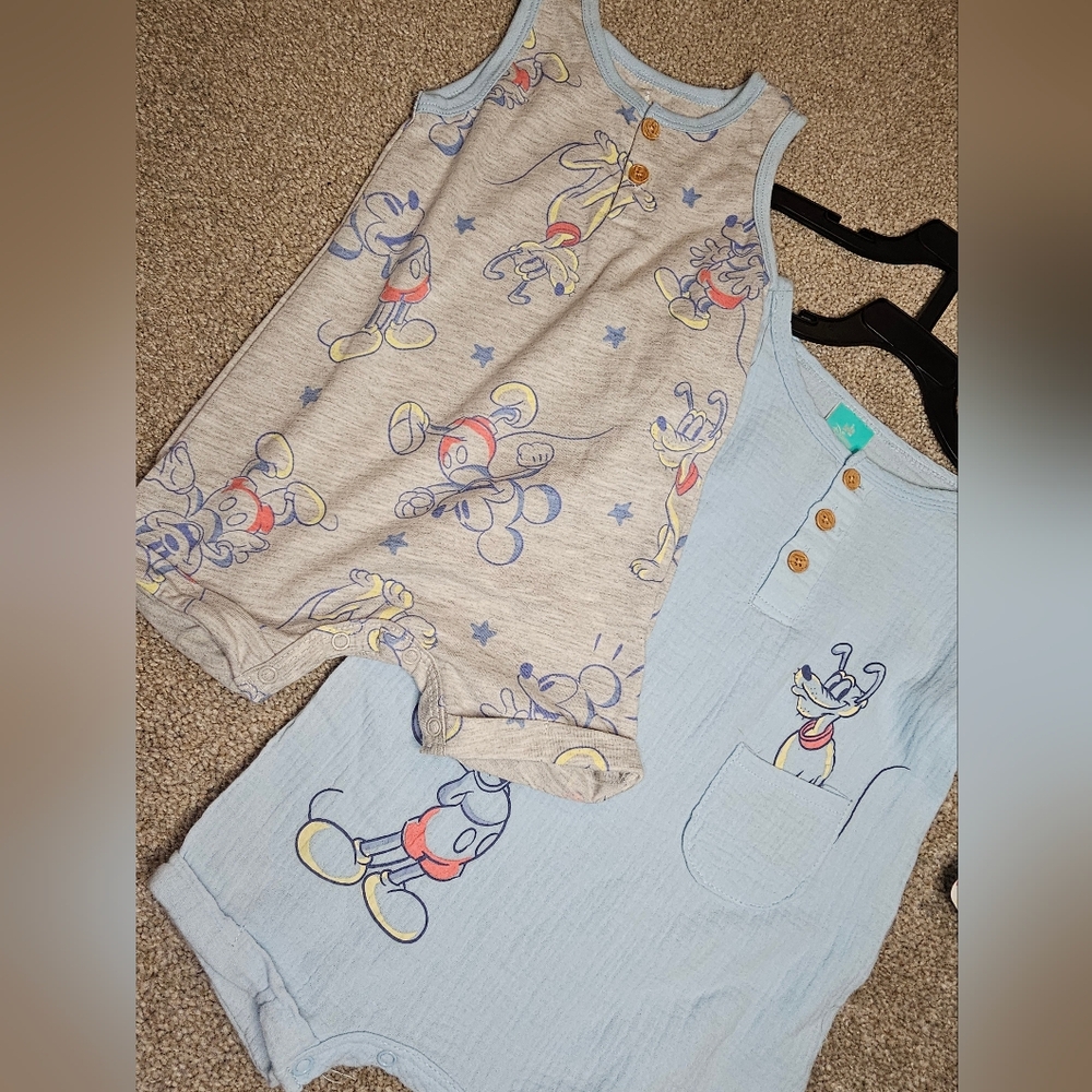 Disney Baby Blue and Gray Rompers